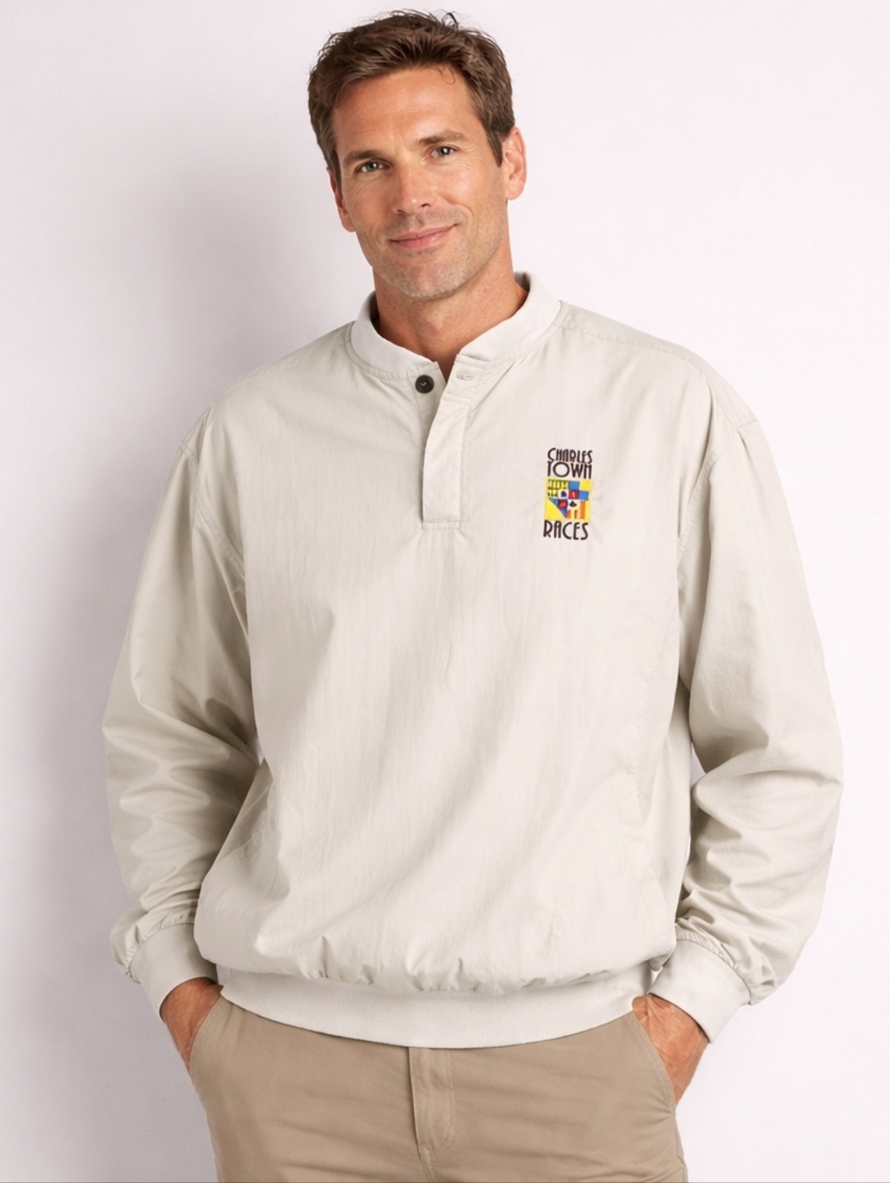UltraClub Size Medium Vintage Charles Town Races Nylon Pullover Windbreaker NWT